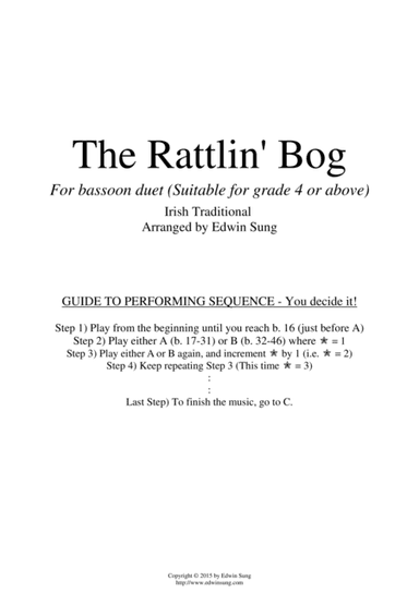 The Rattlin' Bog (for bassoon duet, suitable for grade 4 or above) (arr. Edwin Sung)