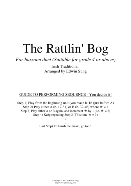 The Rattlin' Bog (for bassoon duet, suitable for grade 4 or above) (arr. Edwin Sung)