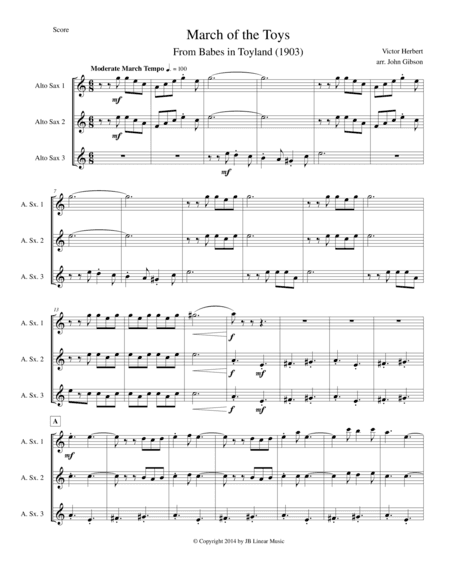 March of the Toys by Victor Herbert set for Saxophone Trio (arr. John Gibson)