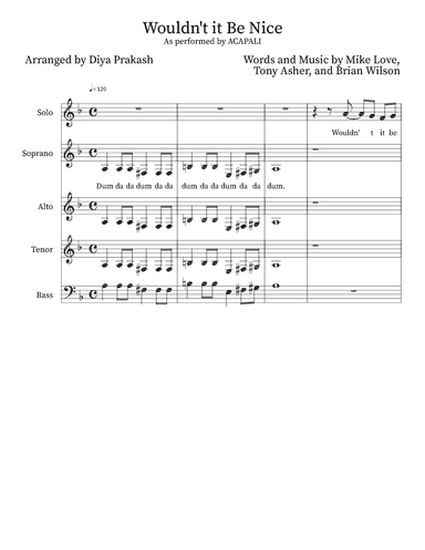 Wouldn't It Be Nice (arr. Diya Prakash)