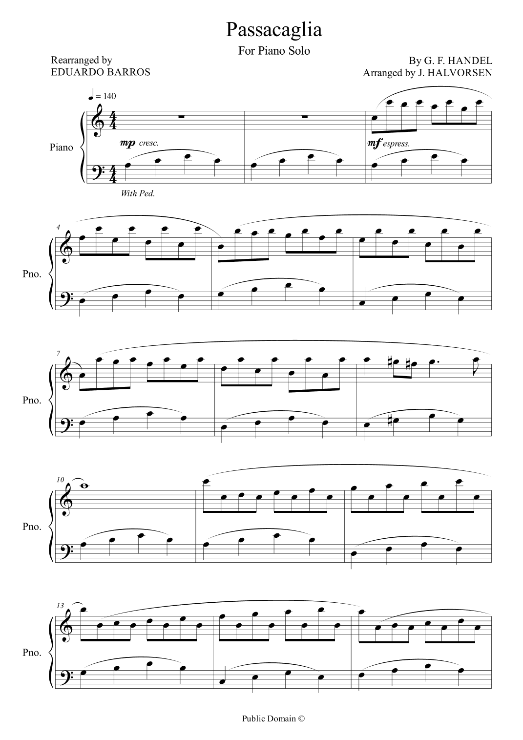 Passacaglia (For Piano Solo) (arr. Eduardo Barros)
