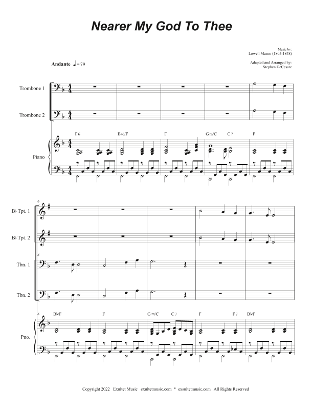 Nearer My God To Thee (Brass Quartet and Piano - Alternate Version) (arr. Stephen DeCesare)