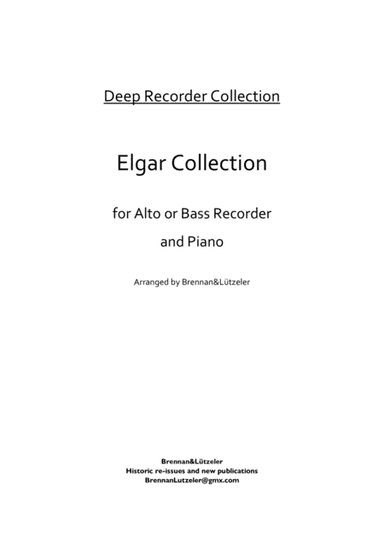 Elgar Collection, 6 pieces for Treble or Bass recorder & Piano (arr. S. Brennan)