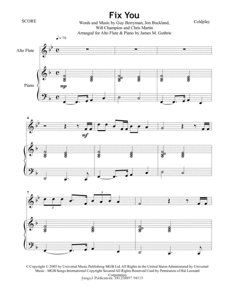 Fix You (arr. James M. Guthrie, ASCAP)