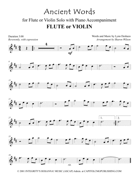 Ancient Words (arr. Sharon Wilson)