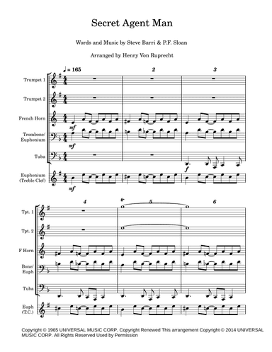 Secret Agent Man (arr. Henry Von Ruprecht)