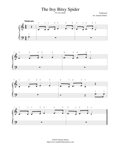 The Itsy Bitsy Spider - for very easy piano (arr. Samuel Stokes)