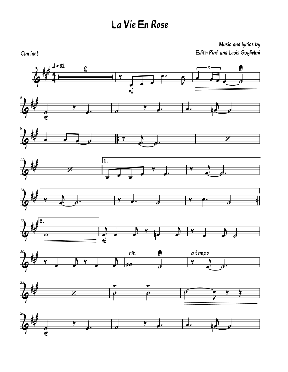 La Vie En Rose (arr. David Lartey)