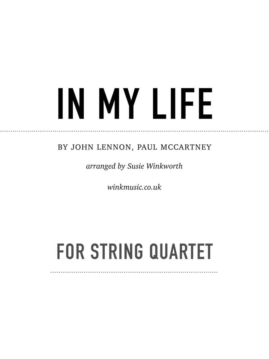 In My Life (arr. Susie Winkworth winkmusic.co.uk)