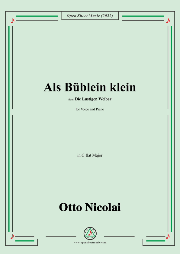 Nicolai-Als Bublein klein,in G flat Major,from Die Lustigen Weiber (arr. OSM Press)