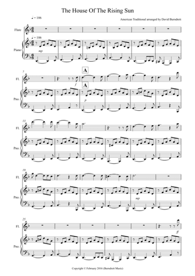 House of the Rising Sun for Flute and Piano (arr. David Burndrett)