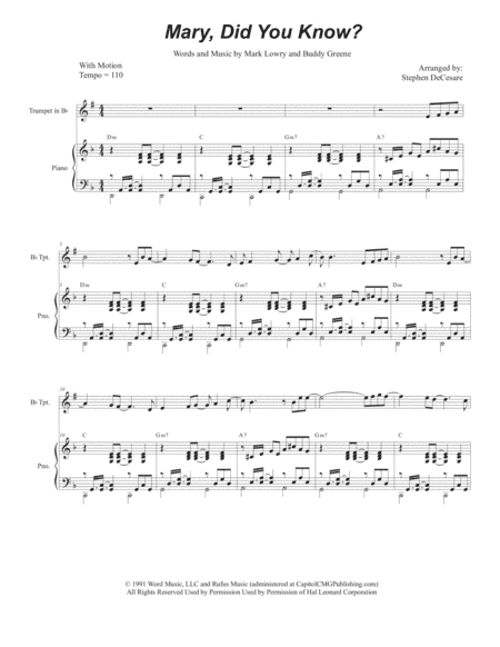 Mary, Did You Know? (arr. Stephen DeCesare)