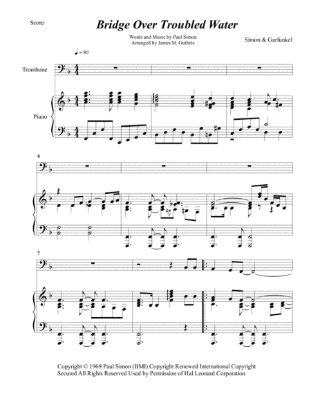 Bridge Over Troubled Water (arr. James M. Guthrie, ASCAP)