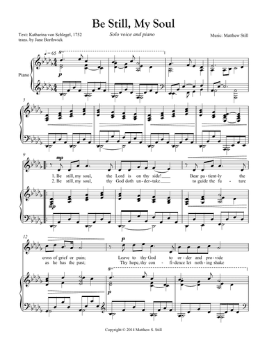 Be Still, My Soul - Solo voice and piano