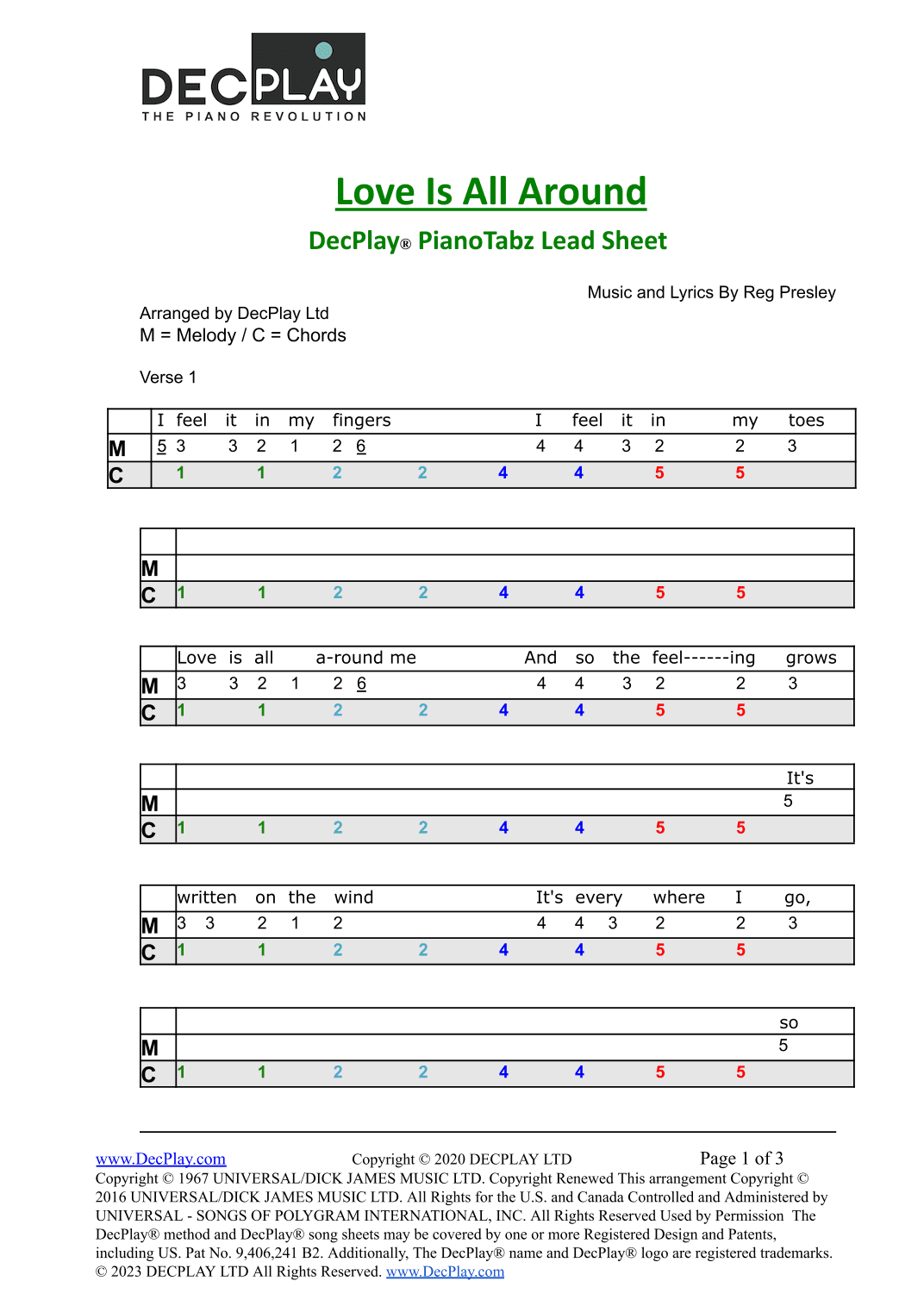 Love Is All Around (arr. DecPlay Ltd)