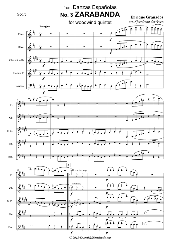 Zarabanda from Danzas Españolas (arr. Sjoerd van der Veen)
