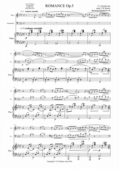 Tchaikovsky - Romance Op.5 - Flute Cello & Piano (arr. Tim TK Murray)