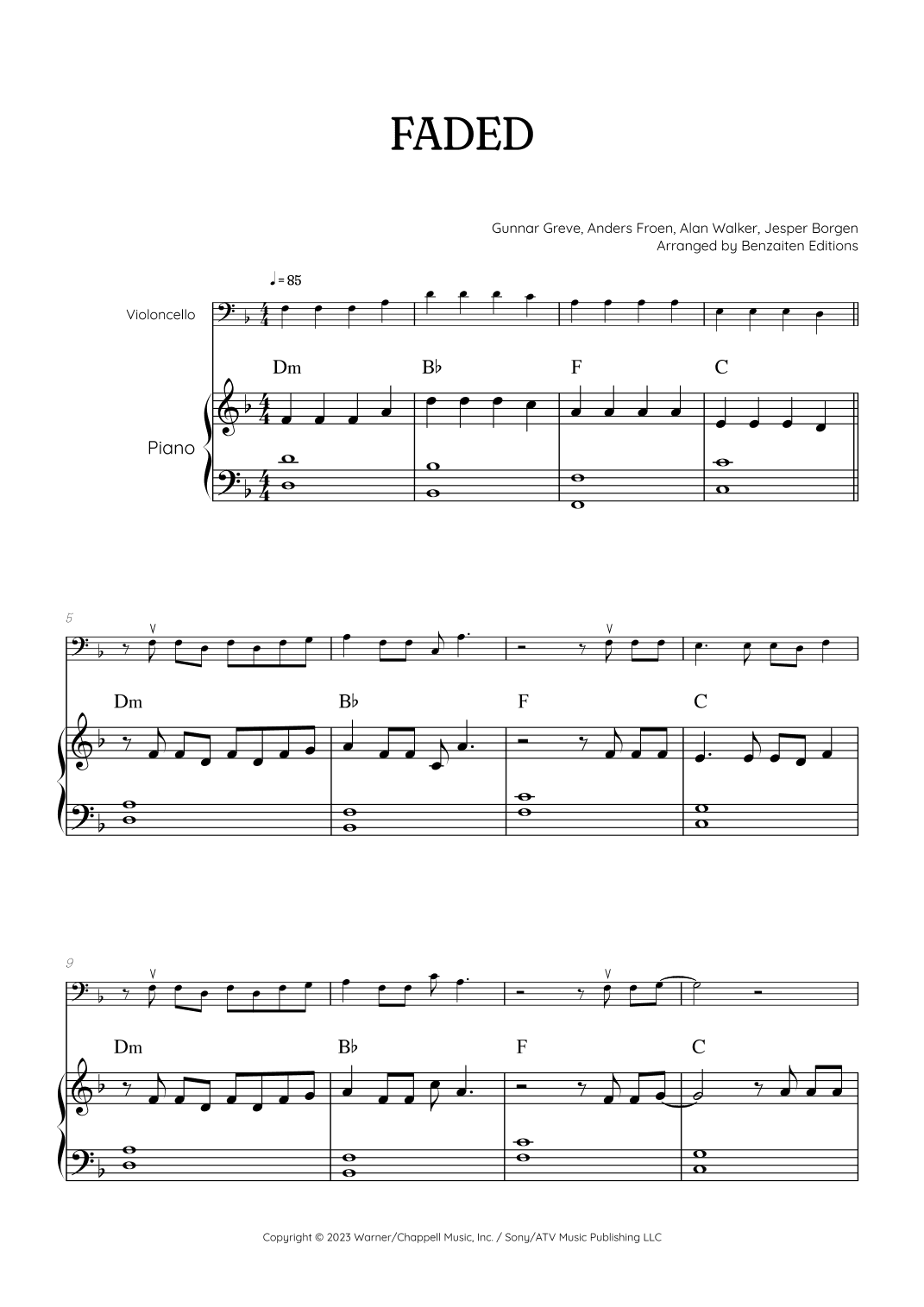 Faded (arr. Benzaiten Editions)
