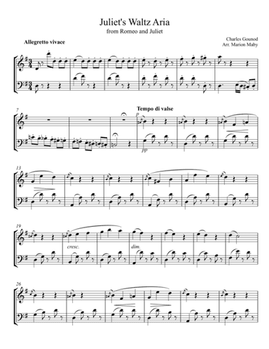 Juliet's Waltz Aria for violin & cello duet (arr. Marion Maby)