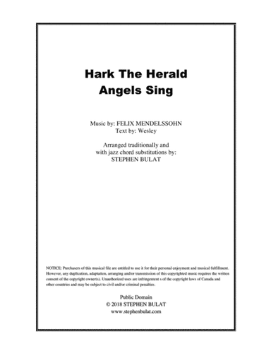 Hark The Herald Angels Sing - Lead sheet arranged in traditional and jazz style (key of D) (arr. Stephen Bulat)
