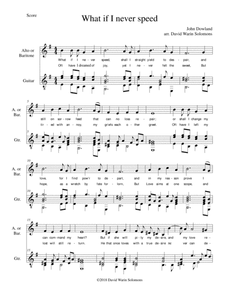 What if I never speed for alto (or baritone) and guitar (arr. David Warin Solomons)