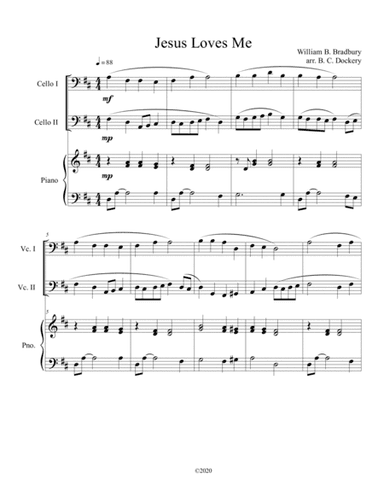 Jesus Loves Me (cello duet) with optional piano accompaniment (arr. B. C. Dockery)