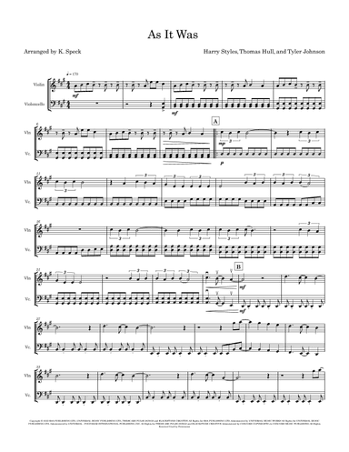 As It Was (arr. K. Speck)