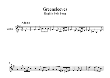 Greensleeves - English Folk Song (Violin) (arr. Digital Book Music)