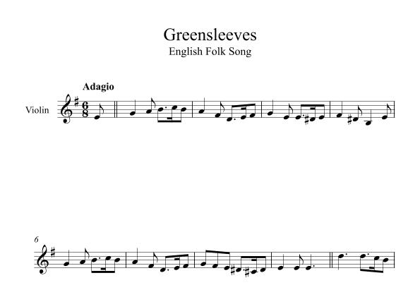 Greensleeves - English Folk Song (Violin) (arr. Digital Book Music)