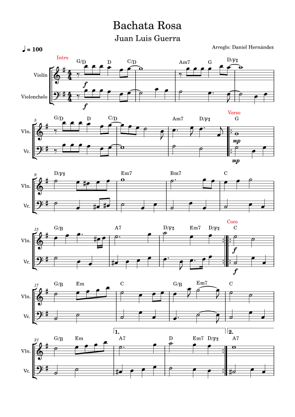 Bachata Rosa (arr. Daniel Hernandez)