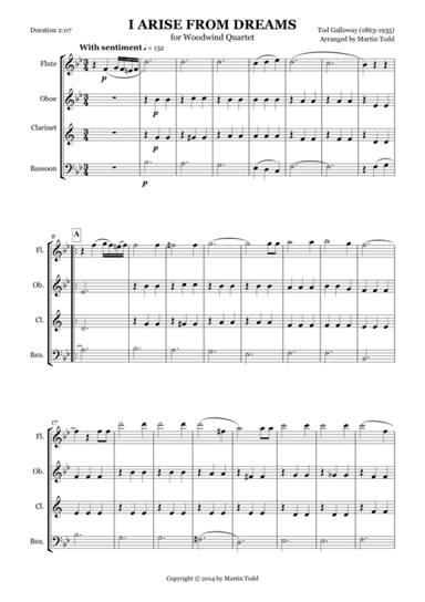 I Arise From Dreams for Woodwind Quartet (arr. Martin Todd)