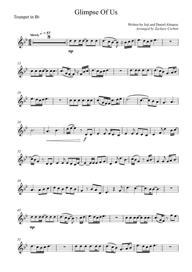 Glimpse Of Us (arr. Zachary Corbett)