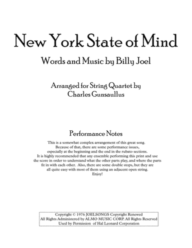 New York State Of Mind (arr. Charles Gunsaullus)