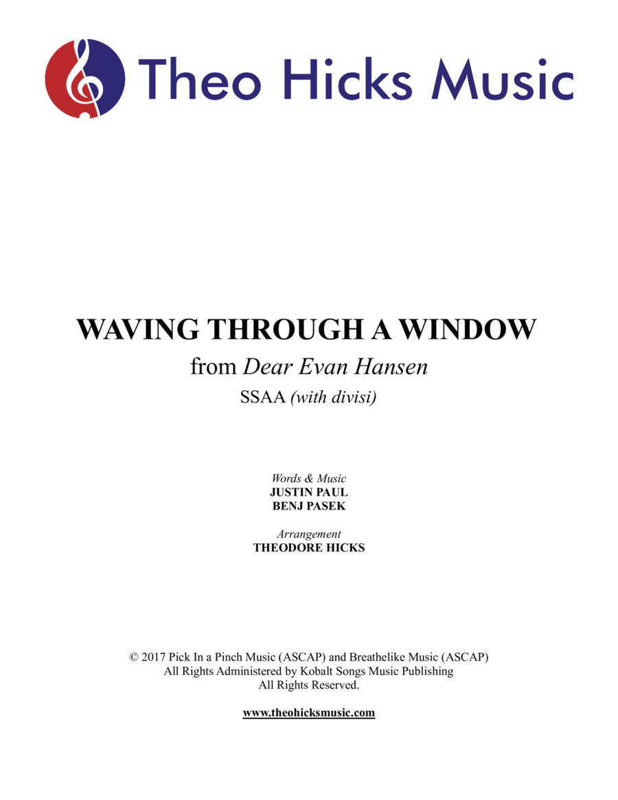 Waving Through A Window (arr. Theodore Hicks)