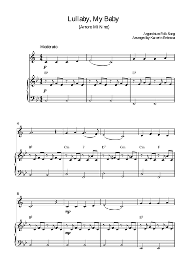Lullaby, My Baby (Arroro Mi Nino) (arr. Kaiserin Rebecca)
