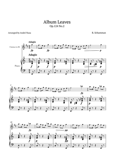 Album Leaves Op.124 No.2 (arr. André Nusa)