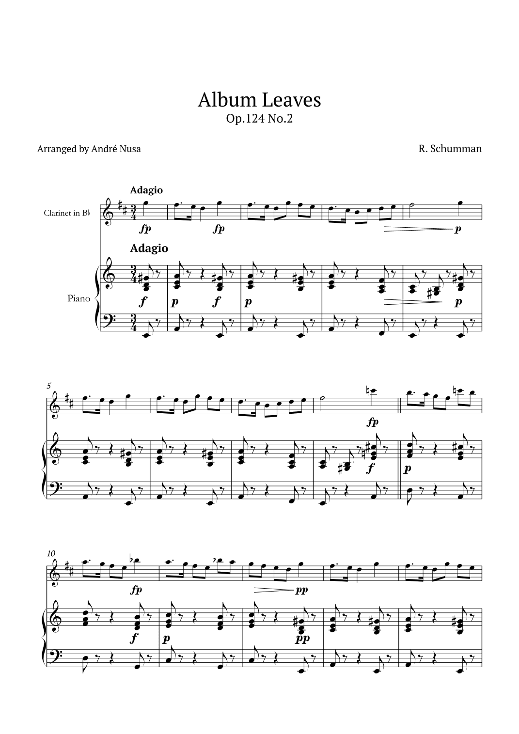 Album Leaves Op.124 No.2 (arr. André Nusa)