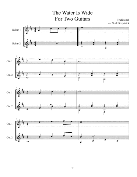 The Water Is Wide For Two Guitars (arr. Neal Fitzpatrick)
