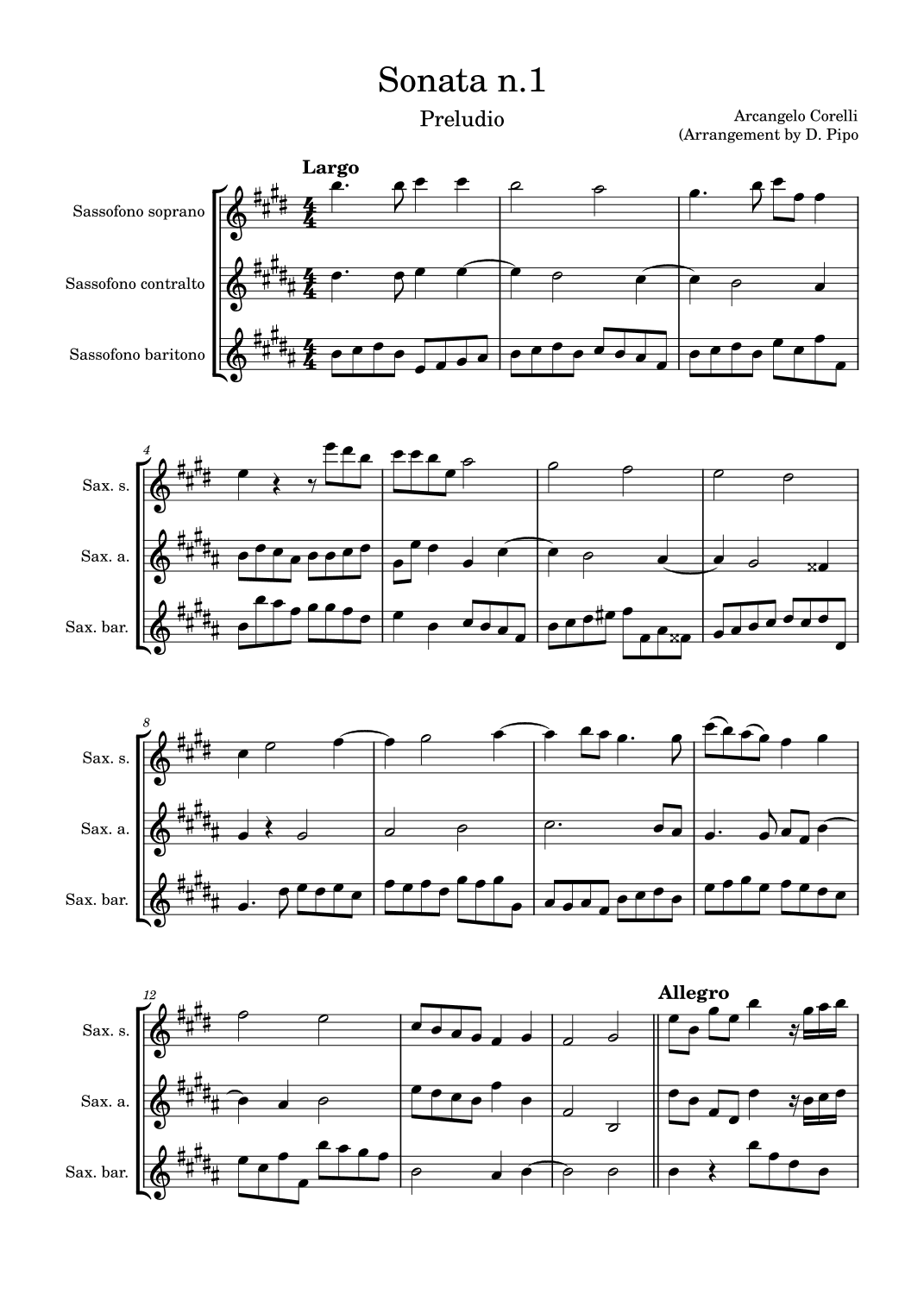 Sonata I Opus n.2 (arr. Daniel Pipo)