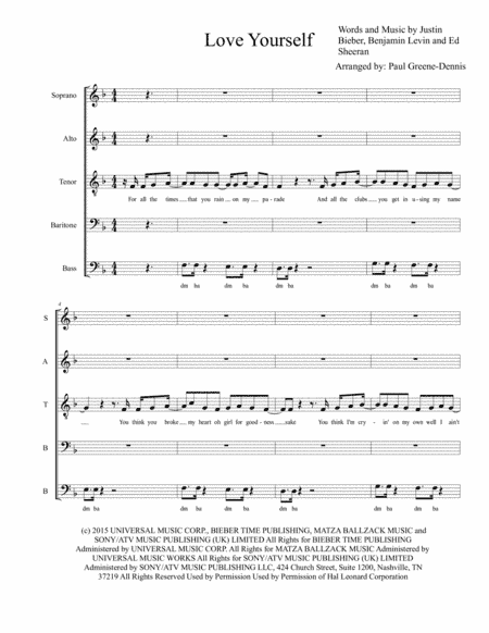 Love Yourself (arr. Paul Greene-Dennis)