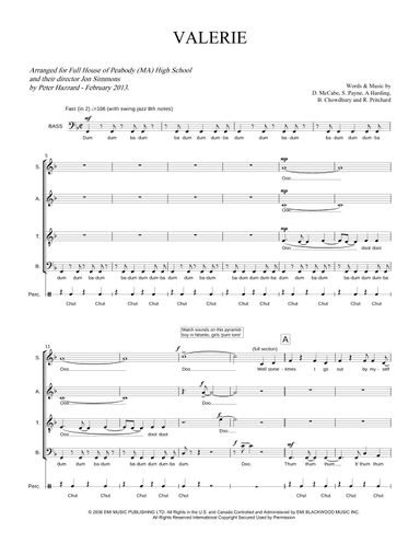 Valerie (arr. Peter Hazzard)