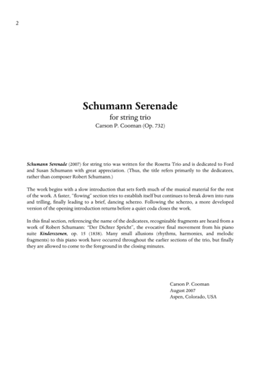 Carson Cooman: Schumann Serenade  for string trio