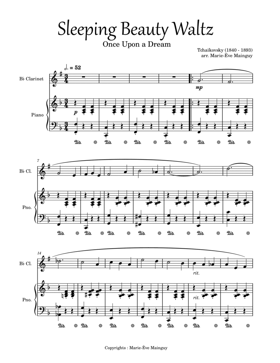 Sleeping Beauty Waltz - Once Upon A Dream (arr. Marie-Ève Mainguy)