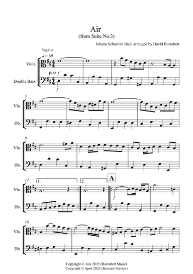 Air on a G String for Viola and Double Bass Duet (arr. David Burndrett)