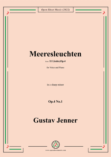 Jenner-Meeresleuchten,in c sharp minor,Op.4 No.1 (arr. OSM Press)