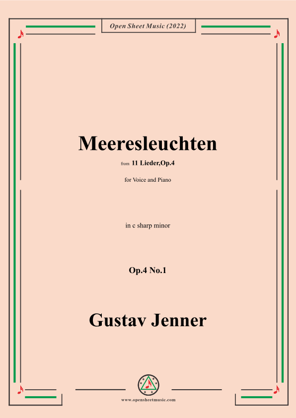 Jenner-Meeresleuchten,in c sharp minor,Op.4 No.1 (arr. OSM Press)