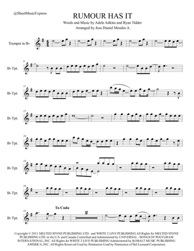 Rumour Has It (arr. Jose Daniel Morales A.)
