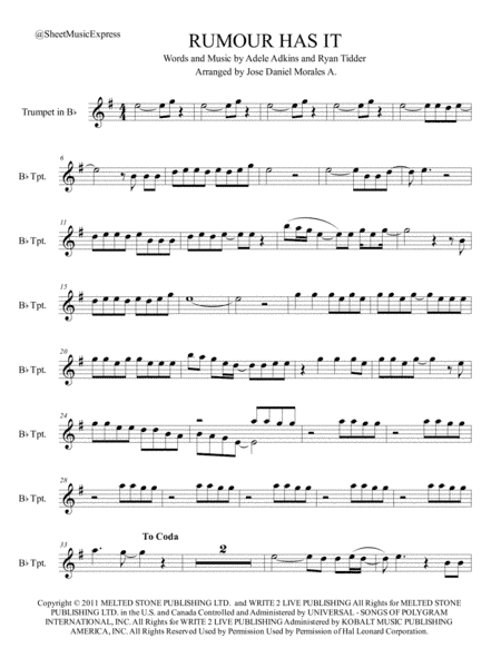 Rumour Has It (arr. Jose Daniel Morales A.)