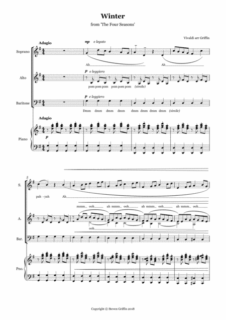 Winter from The Four Seasons (S.A.Bar. & piano) (arr. Steven Griffin)