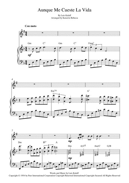 Aunque Me Cueste La Vida (arr. Kaiserin Rebecca)